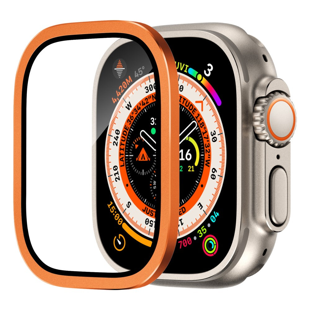 Mega Fint Universal Cover med Skærmbeskytter i Glas passer til Apple Watch Ultra / Apple Watch Ultra 2 - Orange#serie_1