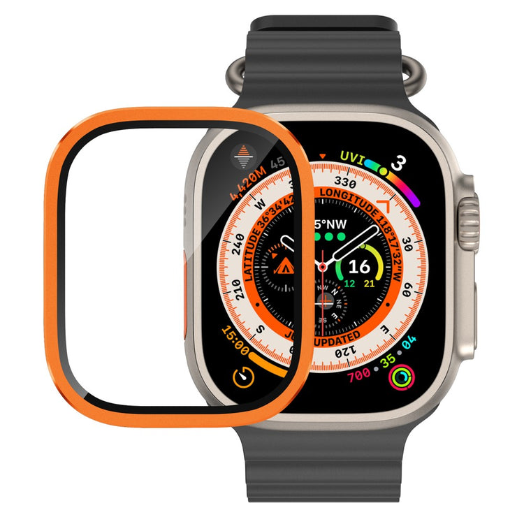 Mega Fint Universal Cover med Skærmbeskytter i Glas passer til Apple Watch Ultra / Apple Watch Ultra 2 - Orange#serie_1