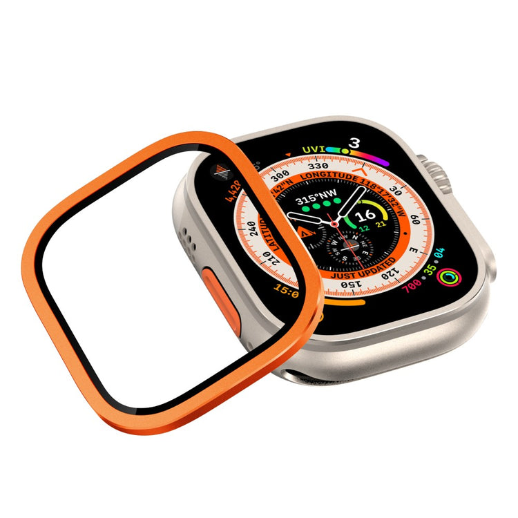 Mega Fint Universal Cover med Skærmbeskytter i Glas passer til Apple Watch Ultra / Apple Watch Ultra 2 - Orange#serie_1