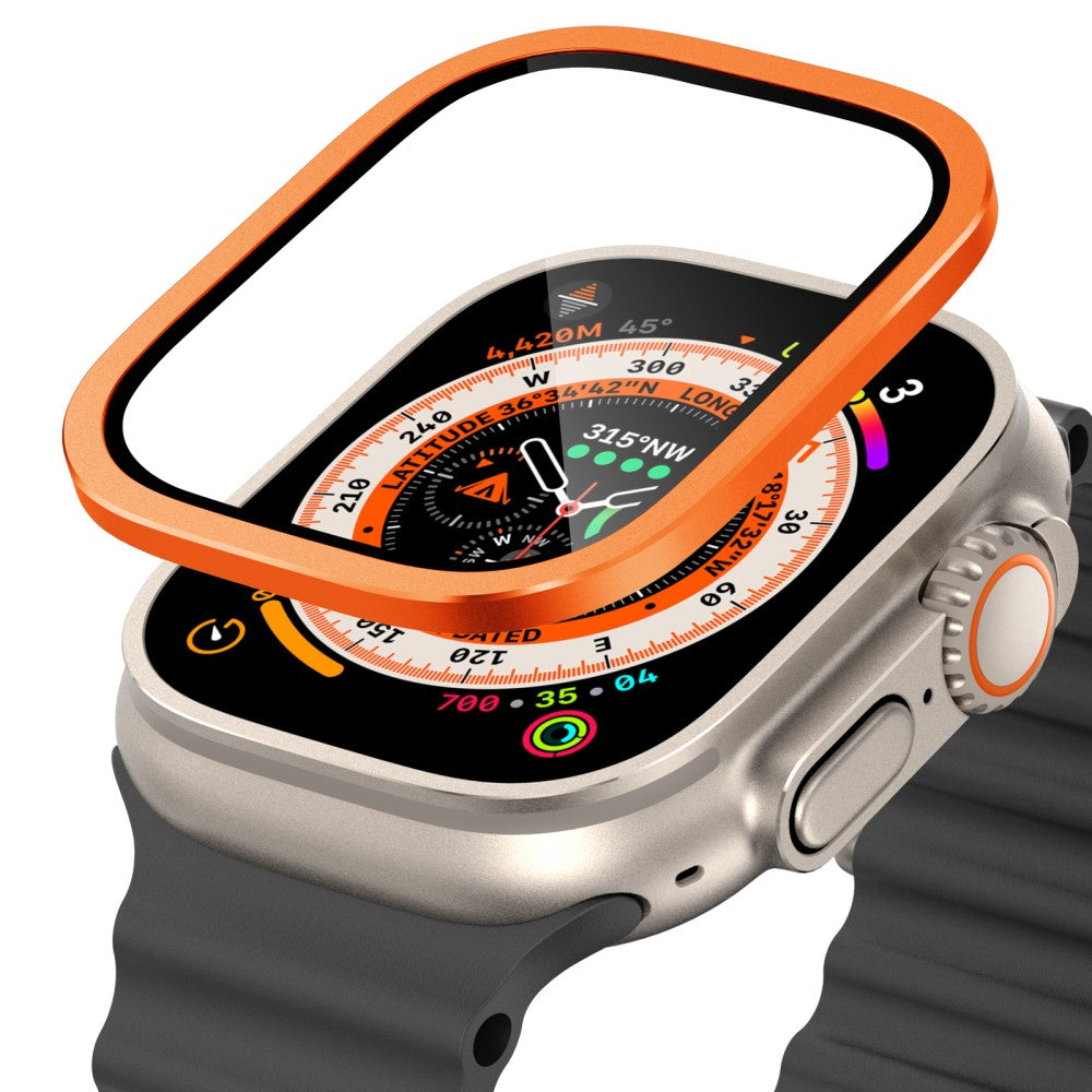 Mega Fint Universal Cover med Skærmbeskytter i Glas passer til Apple Watch Ultra / Apple Watch Ultra 2 - Orange#serie_1