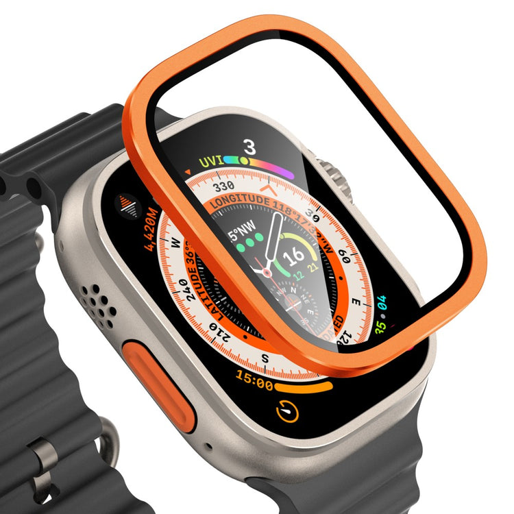 Mega Fint Universal Cover med Skærmbeskytter i Glas passer til Apple Watch Ultra / Apple Watch Ultra 2 - Orange#serie_1