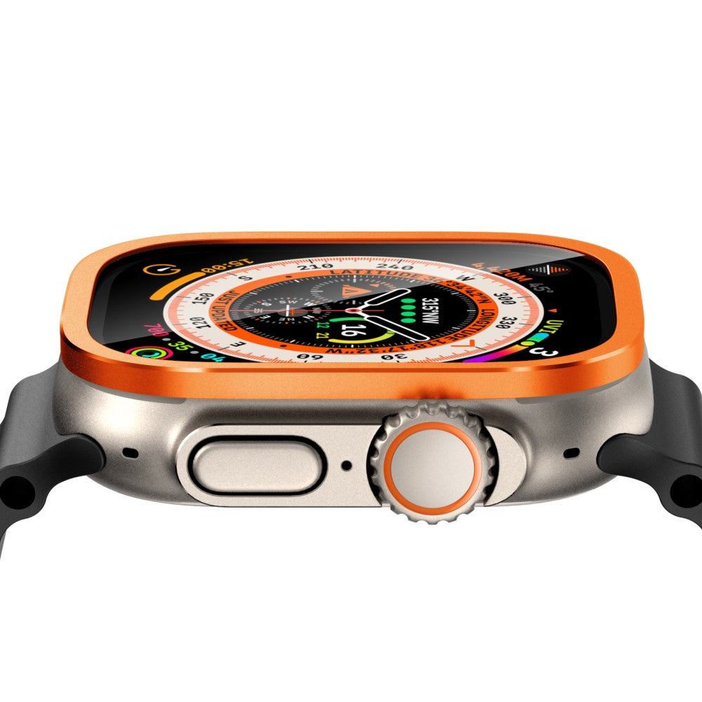 Mega Fint Universal Cover med Skærmbeskytter i Glas passer til Apple Watch Ultra / Apple Watch Ultra 2 - Orange#serie_1