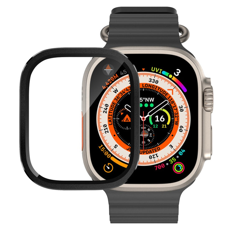 Mega Fint Universal Cover med Skærmbeskytter i Glas passer til Apple Watch Ultra / Apple Watch Ultra 2 - Sort#serie_2