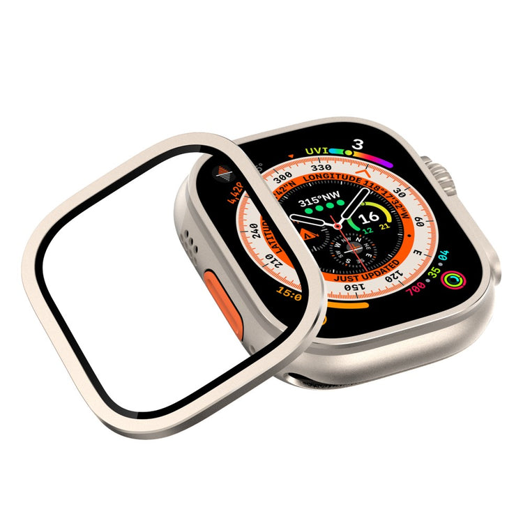 Mega Fint Universal Cover med Skærmbeskytter i Glas passer til Apple Watch Ultra / Apple Watch Ultra 2 - Sølv#serie_4