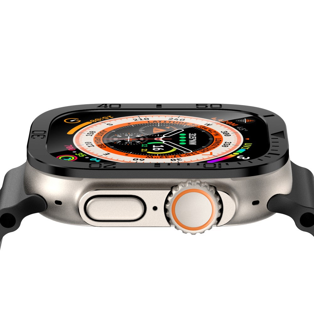 Fint Universal Cover med Skærmbeskytter i Glas passer til Apple Watch Ultra / Apple Watch Ultra 2 - Sort#serie_1