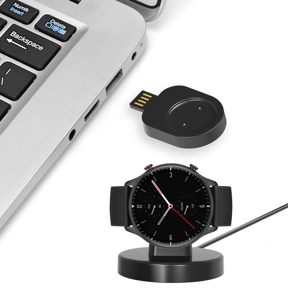 Silikone USB Oplader passer til Amazfit Smartwatch - Sort#serie_1