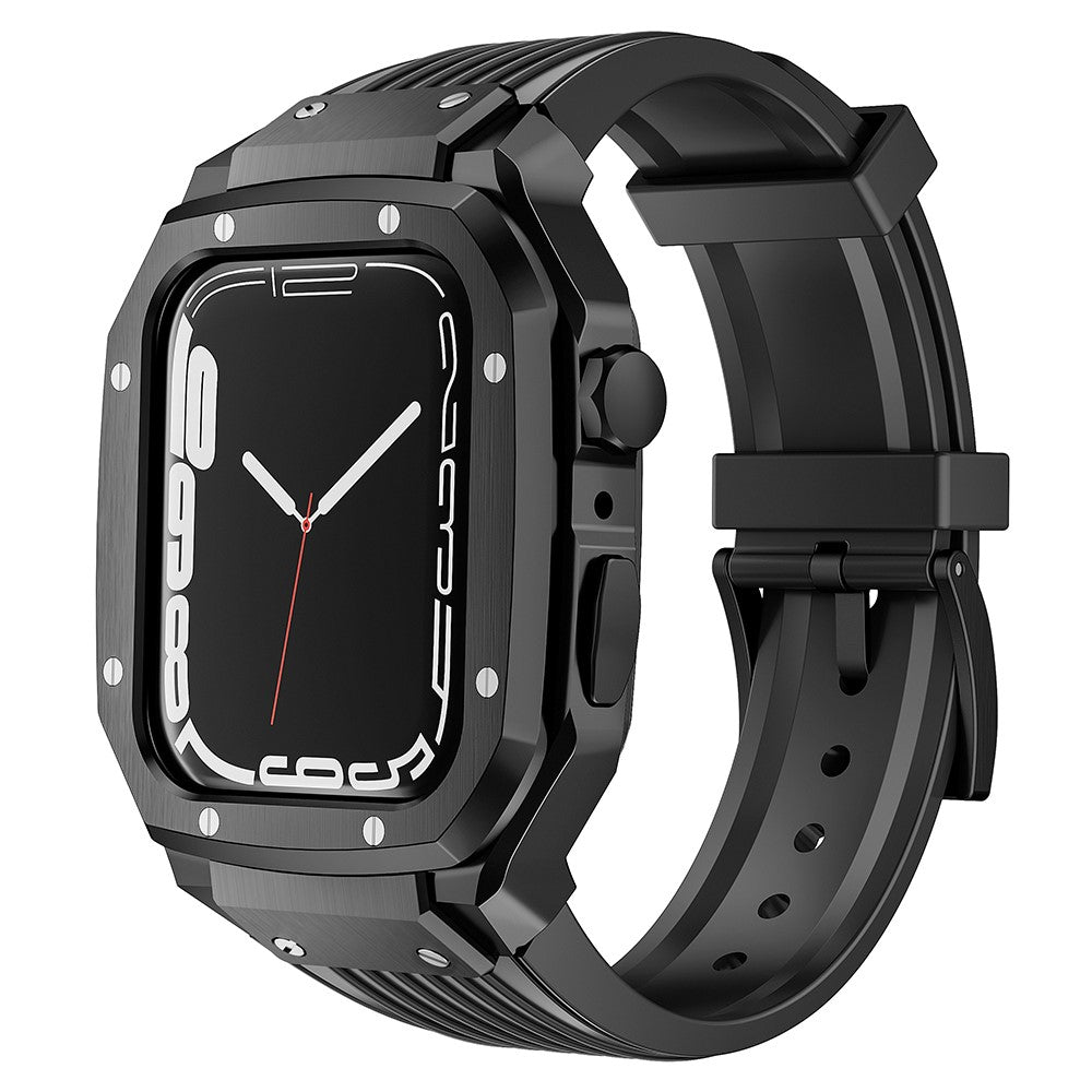 Silikone Rem med Etui passer til Apple Smartwatch - Sort#serie_1