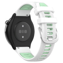 18mm Universal dual color cross strip silicone strap - White / Teal Green#serie_1