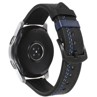 20mm Universal leather strap - Black / Blue Stitch#serie_6