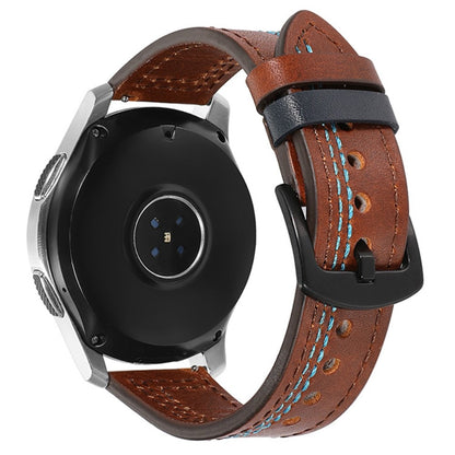 20mm Universal leather strap - Dark Brown / Baby Blue#serie_8