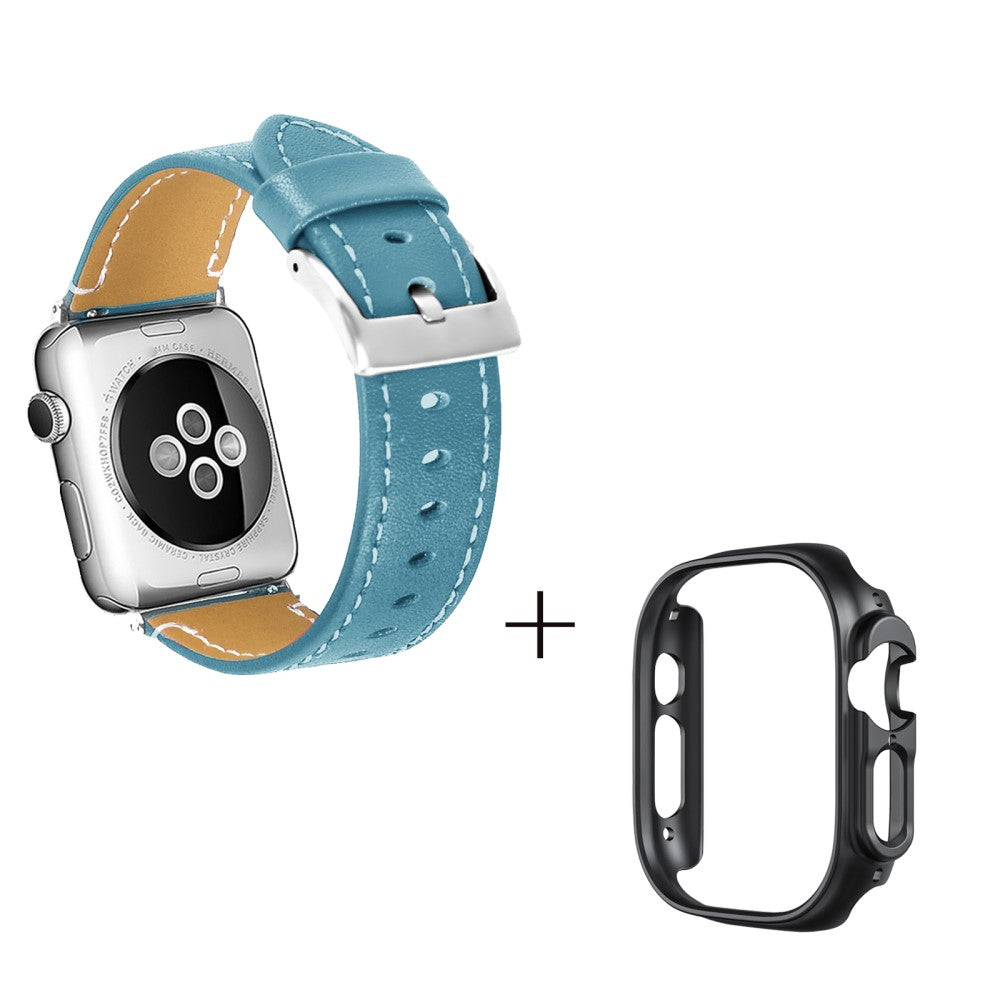 Ægte læder Cover passer til Apple Watch Ultra - Blå#serie_4