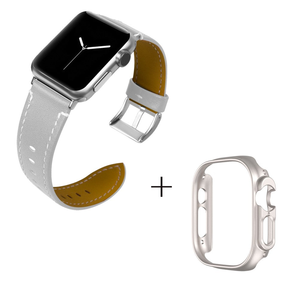 Ægte læder Cover passer til Apple Watch Ultra - Hvid#serie_3