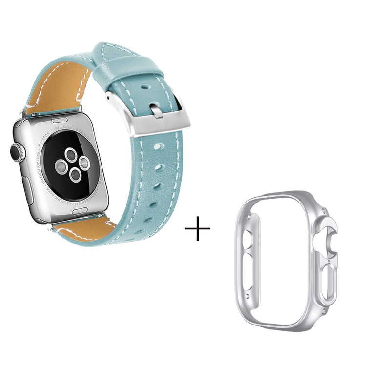 Ægte læder Cover passer til Apple Watch Ultra - Blå#serie_3