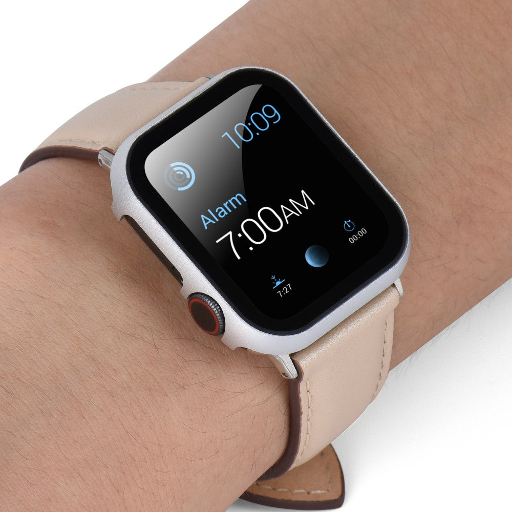 Meget Fed Universal Cover med Skærmbeskytter i Metal og Hærdet Glas passer til Apple Watch Series 8 (41mm) / Apple Watch Series 7 41mm - Sølv#serie_2