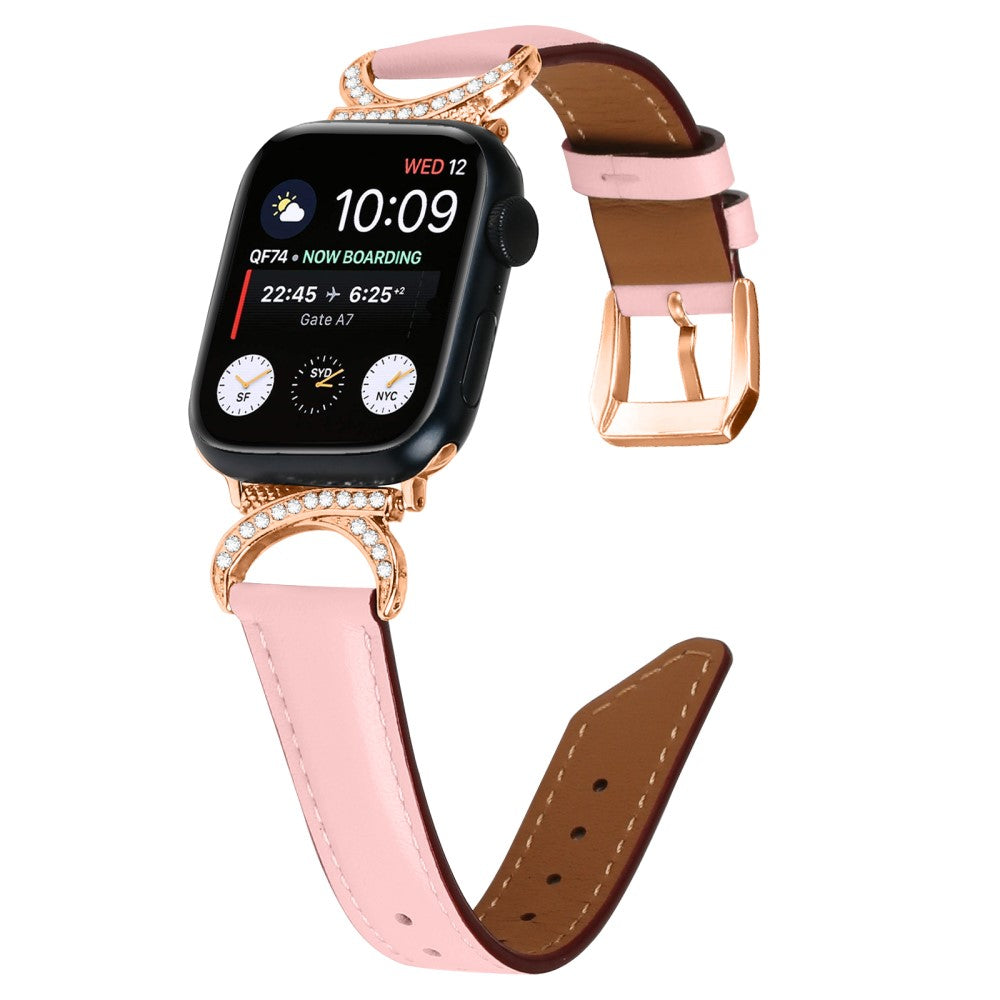 Meget Fint Ægte Læder Universal Rem passer til Apple Smartwatch - Pink#serie_2