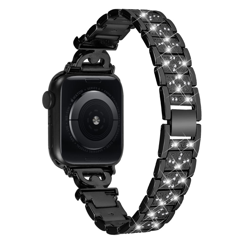 Super Cool Metal Og Rhinsten Universal Rem passer til Apple Smartwatch - Sort#serie_1