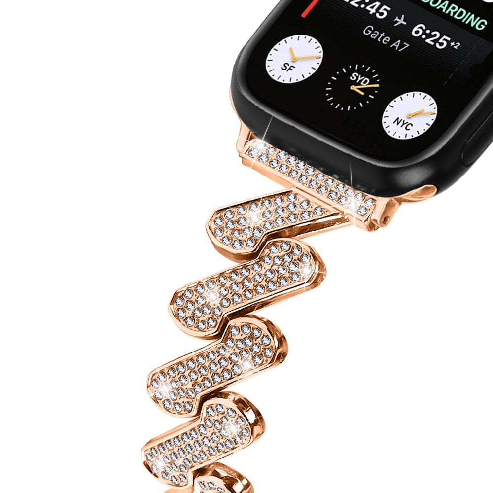 Mega Cool Metal Og Rhinsten Universal Rem passer til Apple Smartwatch - Pink#serie_3