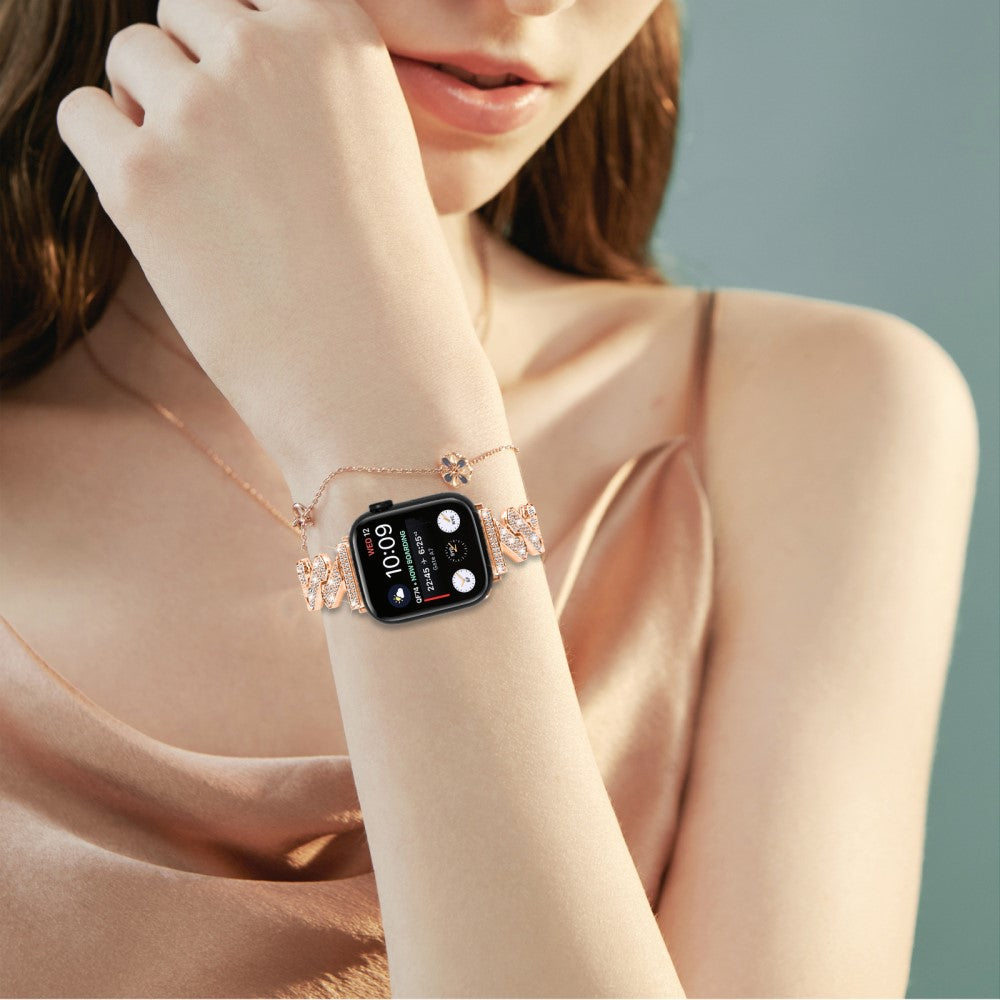 Mega Cool Metal Og Rhinsten Universal Rem passer til Apple Smartwatch - Pink#serie_3