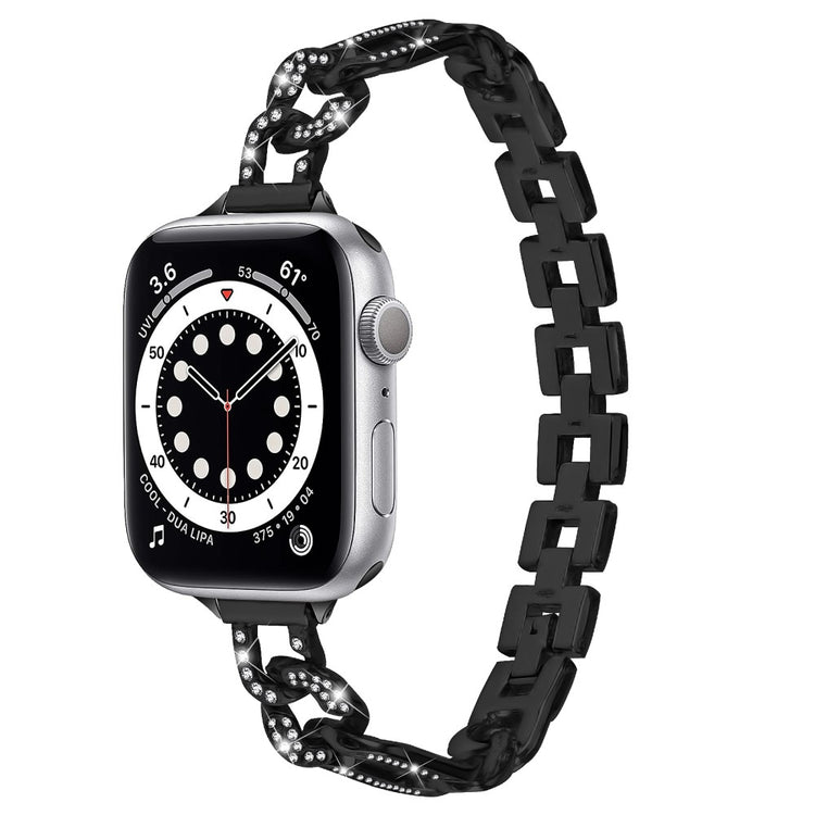 Klassisk Metal Og Rhinsten Universal Rem passer til Apple Smartwatch - Sort#serie_1