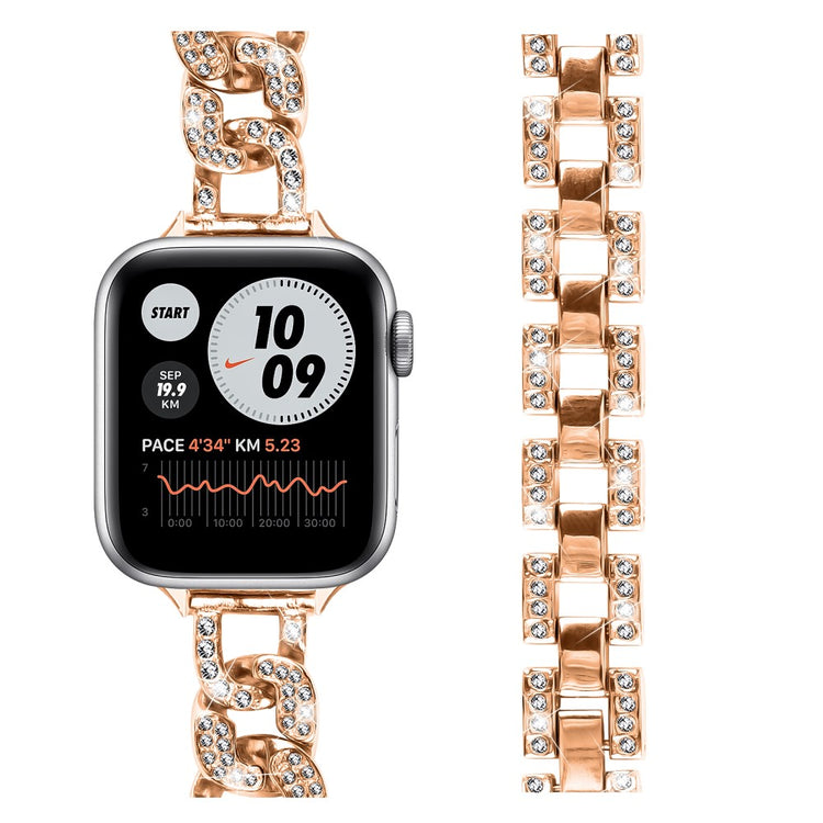 Klassisk Metal Og Rhinsten Universal Rem passer til Apple Smartwatch - Pink#serie_2