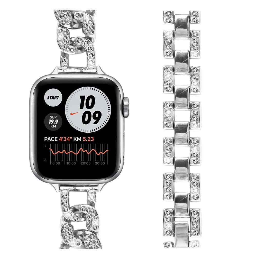Klassisk Metal Og Rhinsten Universal Rem passer til Apple Smartwatch - Sølv#serie_3