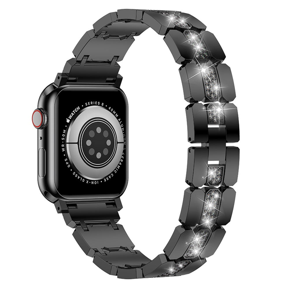 Fed Metal Og Rhinsten Universal Rem passer til Apple Smartwatch - Sort#serie_2