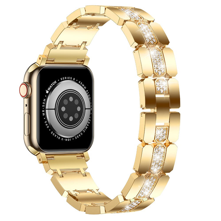 Fed Metal Og Rhinsten Universal Rem passer til Apple Smartwatch - Guld#serie_3