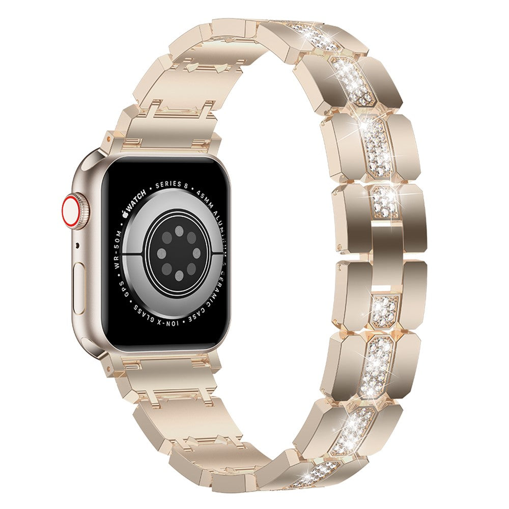 Fed Metal Og Rhinsten Universal Rem passer til Apple Smartwatch - Hvid#serie_5