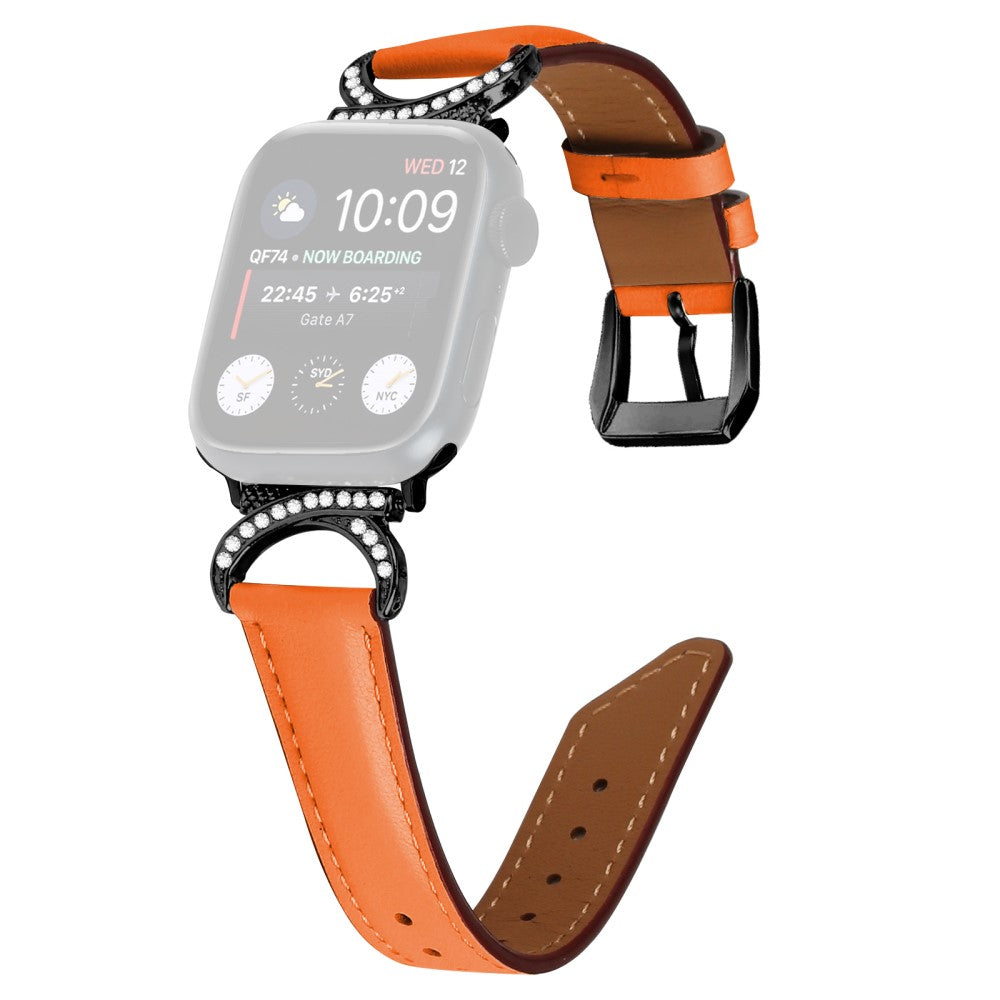 Helt Vildt Pænt Ægte Læder Universal Rem passer til Apple Smartwatch - Orange#serie_1