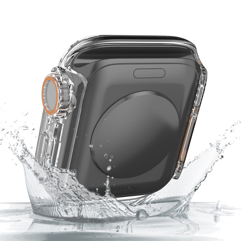Super Flot Universal Cover med Skærmbeskytter i Plastik og Hærdet Glas passer til Apple Watch Series 8 (45mm) / Apple Watch Series 7 45mm - Gennemsigtig#serie_3