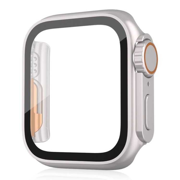 Super Flot Universal Cover med Skærmbeskytter i Plastik og Hærdet Glas passer til Apple Watch Series 8 (45mm) / Apple Watch Series 7 45mm - Sølv#serie_4