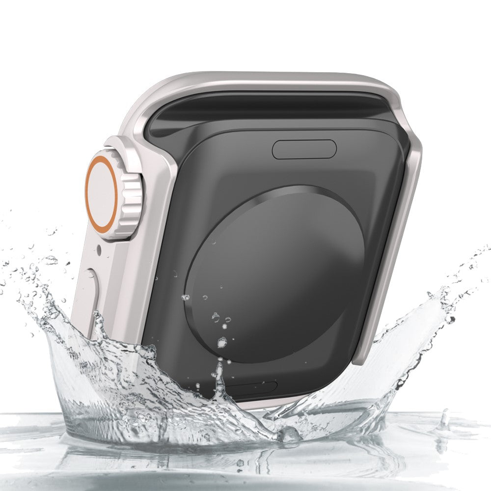 Super Flot Universal Cover med Skærmbeskytter i Plastik og Hærdet Glas passer til Apple Watch Series 8 (45mm) / Apple Watch Series 7 45mm - Sølv#serie_4