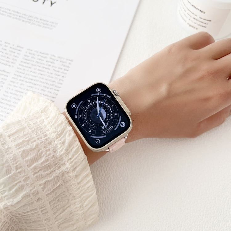 Meget Komfortabel Ægte Læder Universal Rem passer til Apple Smartwatch - Hvid#serie_3
