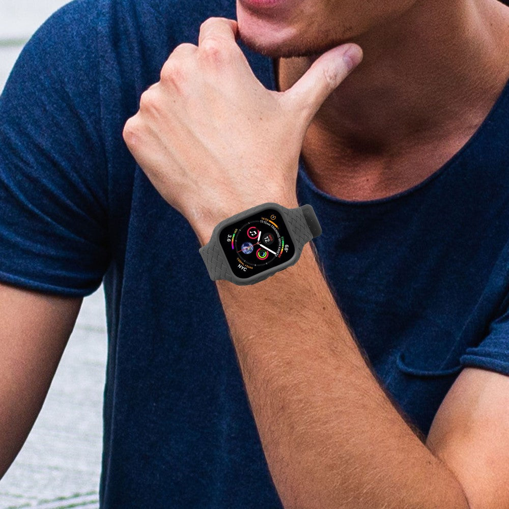Metal Og Silikone Universal Rem passer til Apple Watch Series 8 (45mm) / Apple Watch Series 7 45mm - Sort#serie_5