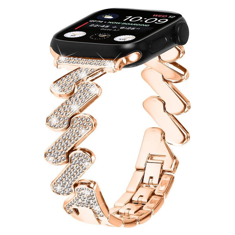 Vildt Fed Metal Og Rhinsten Universal Rem passer til Apple Smartwatch - Pink#serie_3