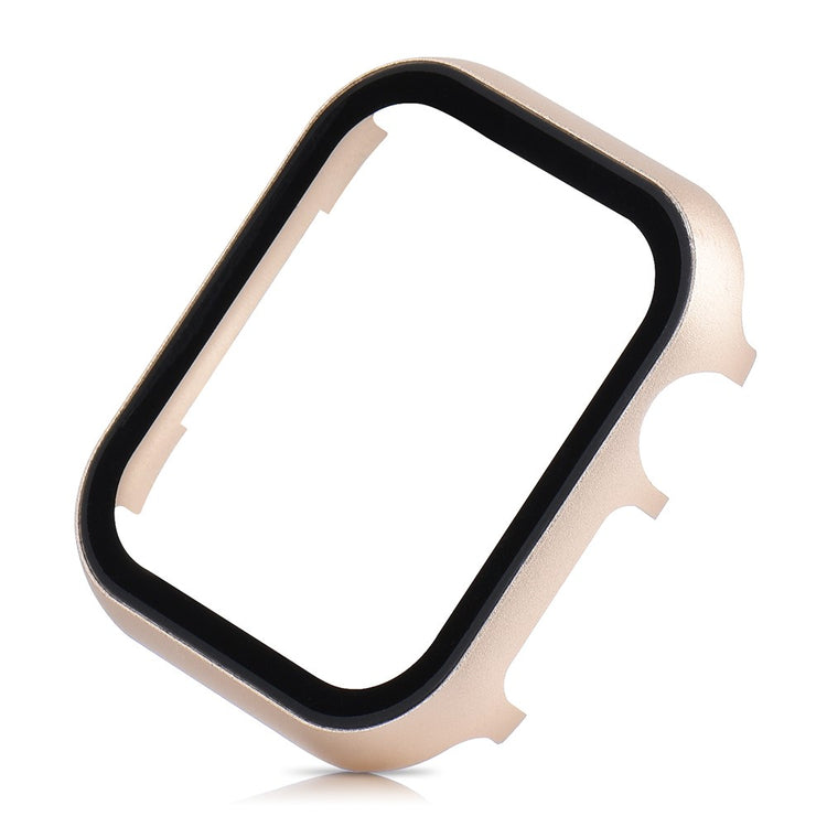 Mega Fed Universal Cover med Skærmbeskytter i Metal og Hærdet Glas passer til Apple Smartwatch - Guld#serie_3