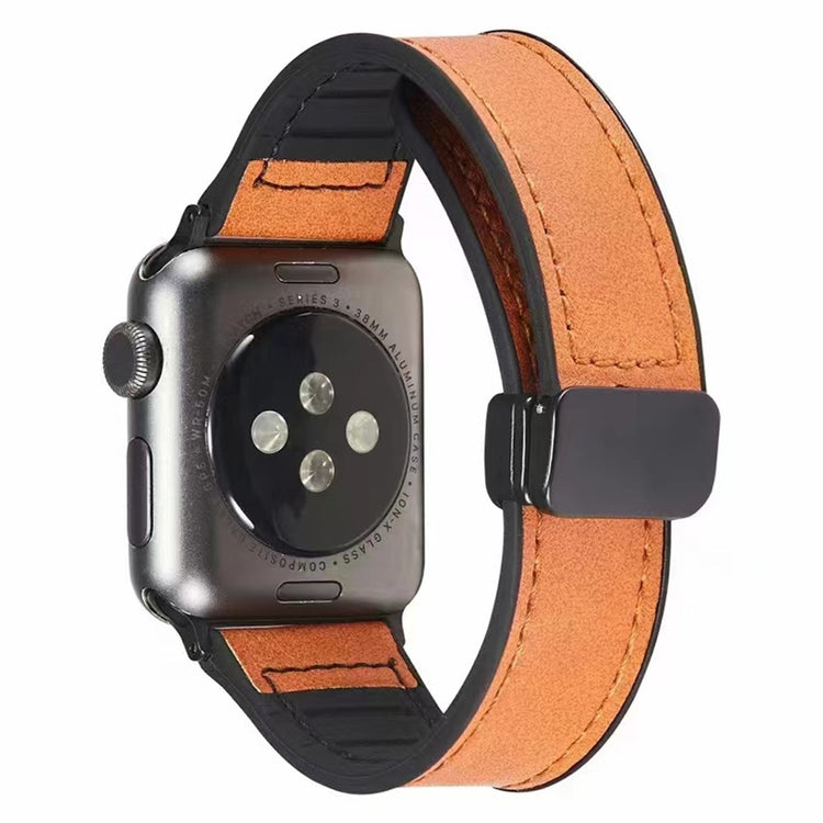 Godt Kunstlæder Og Silikone Universal Rem passer til Apple Smartwatch - Orange#serie_3