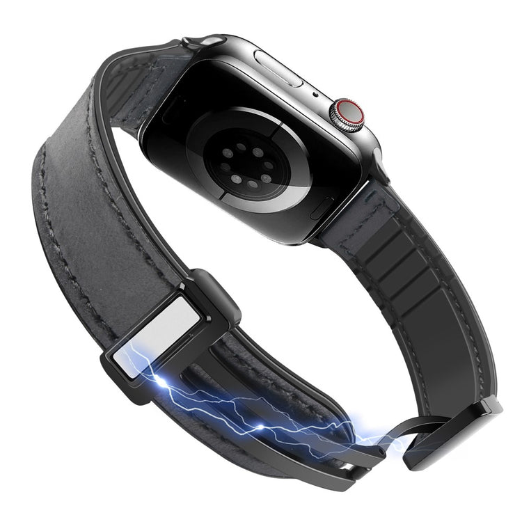 Godt Kunstlæder Og Silikone Universal Rem passer til Apple Smartwatch - Sølv#serie_4