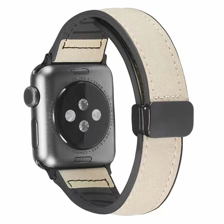 Godt Kunstlæder Og Silikone Universal Rem passer til Apple Smartwatch - Brun#serie_6