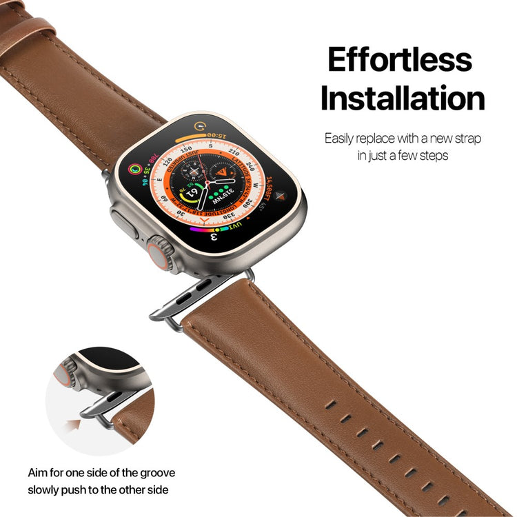 Holdbart Metal Og Kunstlæder Universal Rem passer til Apple Smartwatch - Brun#serie_3