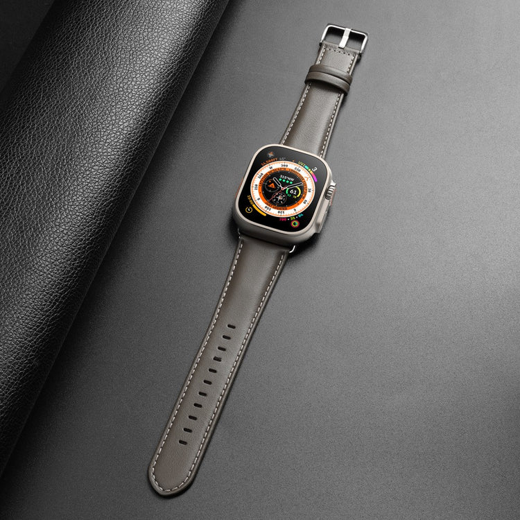 Holdbart Metal Og Kunstlæder Universal Rem passer til Apple Smartwatch - Sølv#serie_4