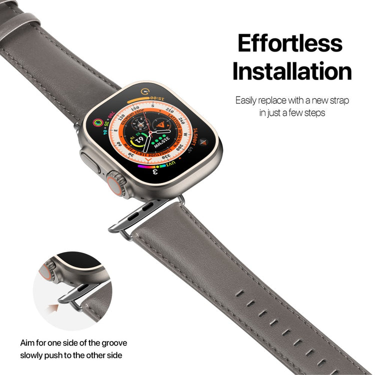 Holdbart Metal Og Kunstlæder Universal Rem passer til Apple Smartwatch - Sølv#serie_4