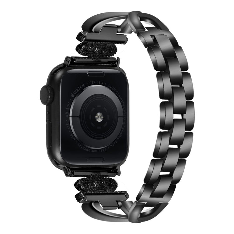 Vildt Rart Metal Og Rhinsten Universal Rem passer til Apple Smartwatch - Sort#serie_1