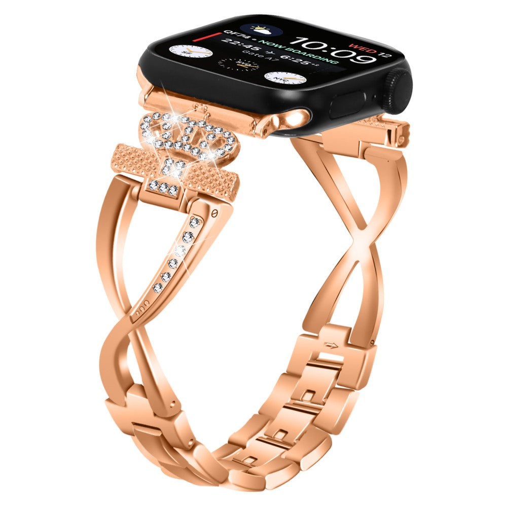 Vildt Rart Metal Og Rhinsten Universal Rem passer til Apple Smartwatch - Pink#serie_2
