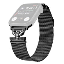 Apple Watch Series 9 45mm / Ultra 2 rhinestone S-shape milanese stainless steel strap - Black#serie_1