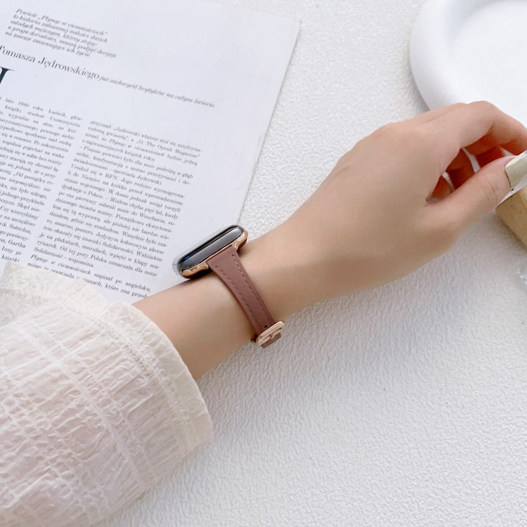 Holdbart Ægte Læder Og Metal Universal Rem passer til Apple Smartwatch - Pink#serie_1