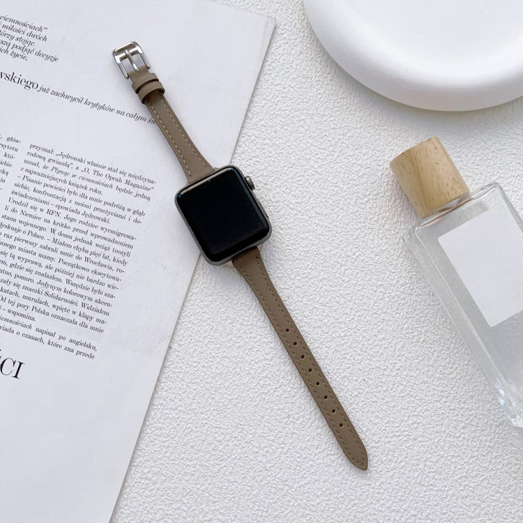 Holdbart Ægte Læder Og Metal Universal Rem passer til Apple Smartwatch - Sølv#serie_2
