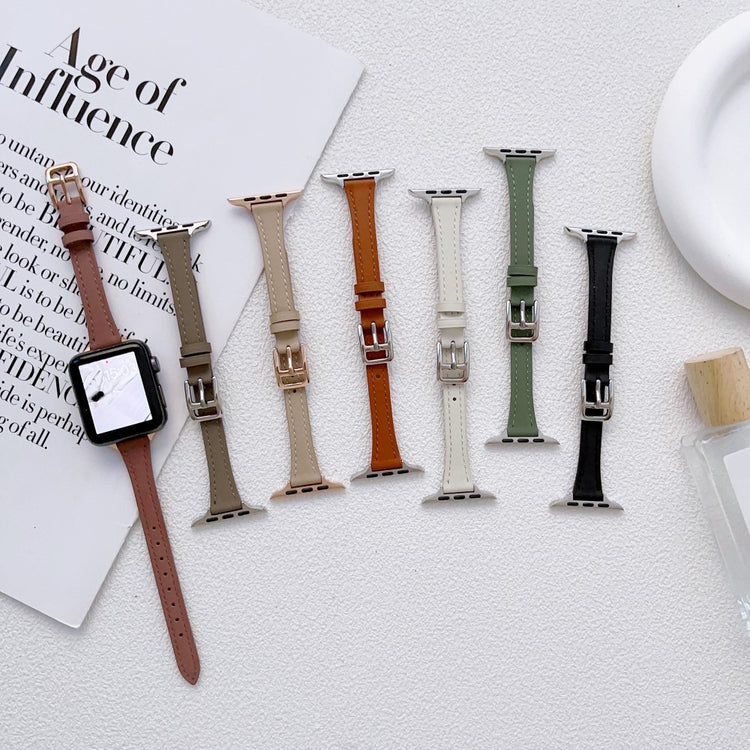 Holdbart Ægte Læder Og Metal Universal Rem passer til Apple Smartwatch - Hvid#serie_5