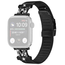 Google Pixel Watch M-shape rhinestone décor metal strap - Black#serie_1