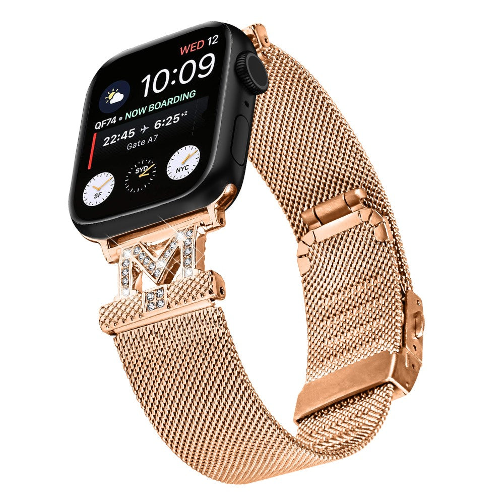 Holdbart Metal Og Rhinsten Universal Rem passer til Apple Smartwatch - Pink#serie_2